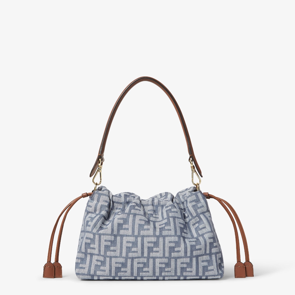 FENDI Mamma Baguette Medium Blue denim-effect FF jacquard bag - Image 2